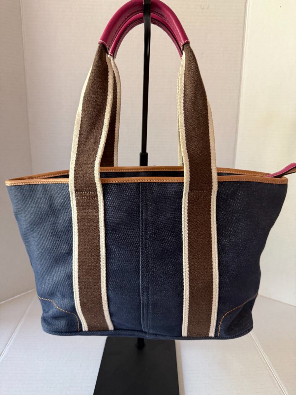 Coach Y2K Hamptons Weekend Denim Shoulder Tote B04M-4498 Pink Leather Trim - Picture 2 of 12